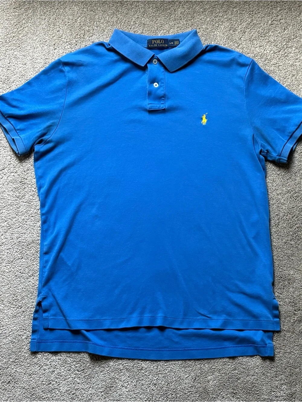 Ralph Lauren Men's Bright Blue Polo with Yellow Pony Logo